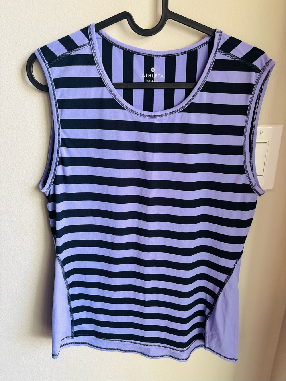 Athleta Lavender and Black Striped Athletic Tank